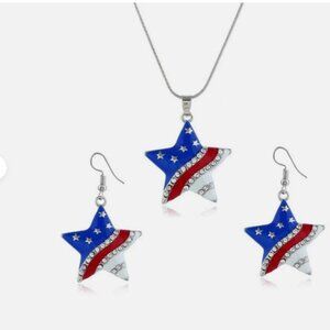 Patriotic Star Necklace and Earring Set